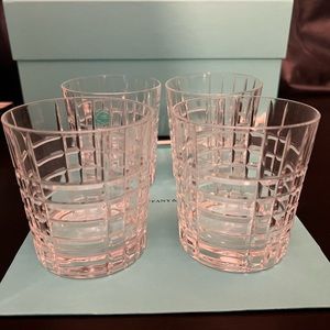 Tiffany and Co Plaid Old Fashioned Glasses